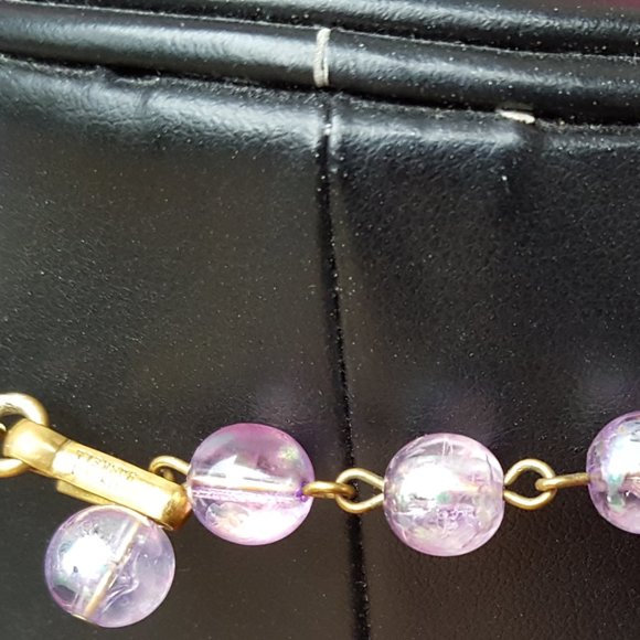 Miriam Haskell Multi Strand Size Purple Beads Signed Necklace - Picture 11 of 14